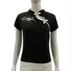 Y2K Novo Estilo Chinês Retrô Gravata Borboleta Ajuste ao Corpo Cintura Marcada Camiseta Feminina Estilo de Rua Menina Apimentada Múltiplos Estilos Chegada Nova Primavera 2026 Chegada Transfronteiriça