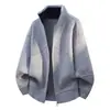 Cárdigan de punto con cremallera, cuello alto, bloques de color, para hombre, Otoño/Invierno 2026, juvenil, holgado, color liso, engrosado, suéter casual