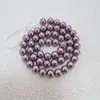 Acessórios para Colar de Pérolas Artificiais Roxo Uva com Furo Reto, Contas Redondas com Furo Passante, Contas Soltas, Acessórios DIY, Contas de Pérola de Alto Brilho