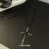 Novo Colar Longo Cruzado Estilo Cyberpunk para Mulheres e Homens, Design de Nicho Escuro Exagerado, Corrente para Suéter Estilo Hip-Hop