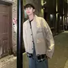 Jaqueta masculina de primavera e outono, casaco casual moderno estilo americano com gola de lapela, corte solto, versátil, top com design falso de duas peças