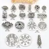 Xizang Plata Aleación Antigua Color Plata Espiga de Trigo Espíritu de Montaña Moneda Separadores de Cuentas Estilo Étnico Pulsera de Cuerda Trenzada DIY Accesorios de Joyería