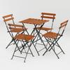 Mesa y silla pequeña para balcón, ideal para patio exterior, terraza de ocio, mesa de centro plegable de madera maciza y silla, conjunto combinado de tres piezas