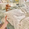 Algodão macio grau A para maternidade e infantil, gaze de camada dupla, estilo fresco, lençol de cama, conjunto de três peças para dormitório estudantil, conjunto de cama de quatro peças 100% algodão