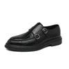 Zapatos de Cuero Formales de Negocios de Talla Grande Transfronterizos para Hombre, Talla 46, Zapatos de Cuero de Punta con Doble Hebilla, Zapatos de Cuero de Plataforma Gruesa para Aumentar la Altura para Hombre de Talla Grande de Estilo Británico
