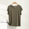 Nova estilo de verão T-shirt de algodão com manga tipo asa de mosca para mulheres, tamanhos grandes, elegante e versátil, base que afina e tem caimento solto