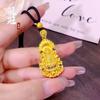 Pingente de Latão Banhado a Ouro de Guanyin Chama, Design Antigo Esculpido Vazado, Unissex, para Segurança e Proteção, Corrente de Suéter Avalokitesvara, Luxo Leve de Alta Qualidade