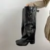 Botas blancas de estilo británico hasta la rodilla con tacón grueso, botas largas para mujer, nuevo modelo otoño 2026, botas que aumentan la altura y estilizan, de longitud hasta la pantorrilla