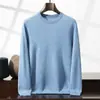 Suéter de Punto Cómodo para Otoño e Invierno con Cuello Redondo Suéter Base Suéter de Cachemira de Color Puro Estilo Nuevo para Hombre 2025