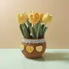 Popular Transfronteiriço Acabado Feito à Mão Buquê de Lã Tulipa de Crochê Grande em Vaso Decoração de Escritório Casa Feriado