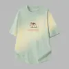 Camiseta de Algodón Puro Pesado 260g para Hombre de Manga Corta Verano Estampado de Elefante de Dibujos Animados Cuello Redondo Top Camiseta Base de Algodón