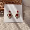 Pendientes de plata 925 con forma de estrella de Internet, con lazo de terciopelo rojo, para novia, con perlas, para mujer.