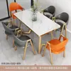 Mesa y silla de negociación de lujo ligero nórdico, combinación moderna simple, tienda de café, té con leche, mesa de comedor rectangular pequeña para el hogar