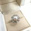 Conjunto de Colar e Brincos de Pérola Natural, Joia de Pérola Luxuosa Exquisita com Cravação Completa de Diamante, Único e Elegante para Festas, Inclui Brincos, Colar e Anel