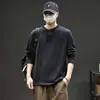 Camiseta Masculina Manga Longa Gola Henley Americana Outono 2026 Nova Marca Tendência Solta Tamanho Grande Camada Base Top Retrô
