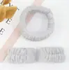 Diadema de Lazo de Color Sólido Europea y Americana Transfronteriza para Mujer, Diadema para Lavarse la Cara y Juego de Tres Piezas de Diadema y Muñequeras de Franela para Spa