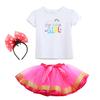 Verano para niños de manga corta + falda corta, camisa de dibujos animados para niños pequeños y medianos, traje lindo de moda de verano para niños, traje de niña