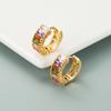 Aretes Transfronterizos Europeos y Americanos Ins Nueva Moda Coloridos Zirconia para Mujeres Latón Chapado Oro de 18K Aretes Simples Aretes Nicho
