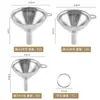 Juego de 3 Embudos de Acero Inoxidable para Cocina, Embudo de Aceite Multifuncional, Boca Pequeña, Diámetro Grande, Juego de Mini Embudos