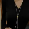 Colar de Aço Titânio Design de Luxo de Nicho Arco do Triunfo para Mulheres, Corrente de Suéter Versátil Tendência de Celebridade da Internet