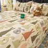 Lençol de Cama Flanelado de Algodão Puro Espesso Desenho Animado Peça Única 2026 Novo Outono e Inverno 100% Algodão Colcha Infantil Lençol de Elástico para Cama de Solteiro Conjunto de Três Peças