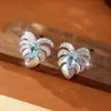 Pendientes de Plumas de Nicho Diseño de Alta Gama Pendientes de Piedra Natural Cepillada Amatista Citrino Plata de Ley S925