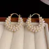 Pendientes de Cesta de Flores de Perlas Estilo Vintage Cao Shi, Anillos Dulces Estilo Coreano, Artículos de Moda de Diseño de Nicho de Lujo Ligero