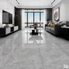 Azulejos de porcelana 600x600 de Foshan, Guangdong, para sala de estar e quarto, efeito mármore brilhante, azulejos de piso cinza brilhante