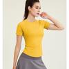 Top de Fitness para Mujer Amigable con la Piel, Ligero, con Cuello Redondo Fresco, Mangas Raglán, Camiseta Deportiva para Correr, Ajuste Ceñido, Ropa de Yoga Moderna