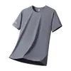 Camiseta Deportiva Casual de Verano para Hombre, de Secado Rápido, Seda Helada, Cuello Redondo, Manga Corta, Holgada, Delgada, Pulóver, Top para Correr