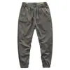 Macacão casual retrô desgastado japonês para trabalho masculino, solto, reto, esportivo, cropped, com cordão, leggings