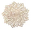 Tapete de mesa para comida ocidental de PVC de cor sólida transfronteiriço antiderrapante isolante padrão plástico junta dourada prateada flor de hibisco