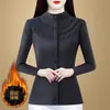 Ropa interior térmica de 270 g para mujer, nuevo estilo otoño e invierno, camiseta base con empalme de encaje, camiseta de talla grande para mujer