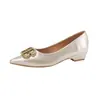 Sapatos Mary Jane de salto médio, salto bloco, para calçar sem cadarço, para mulheres, nova coleção primavera/outono, estilo francês, com fivela quadrada metálica, bico fino e abertura rasa