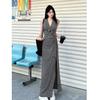 Vestido Rayado de Diseño Francés para Mujer 2025 Verano Artículo Popular Nuevo Falda Larga Ropa de Trabajo Falda Diaria
