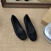 Zapatos de ballet de gamuza con realce interior de estilo francés Zapatos de mujer 2025 Nuevo Primavera y Otoño Lazo Rojo Zapatos de noche