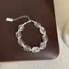 Pulseira de Cristal Branco Irregular Transparente de Verão para Mulheres, Simples, Única, Fashion, Tendência, Versátil, Joia de Pulso para o Dia a Dia