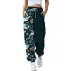 Pantalones jogger casuales de otoño 2024 transfronterizos europeos y americanos con estampado, corte ajustado, cintura alta, cordón y diseño de retazos