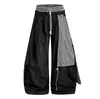 Calça Jeans Street Dance Hip-Hop Estilo Americano Cintura Dupla Nylon Aba Destacável Modelagem Solta Perna Curva Silhueta Drapeada Casual Longa
