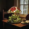 Lâmpada de Vitral Modelo Novo Sapo e Flor Transfronteiriça Lâmpada de Mesa em Formato de Sapo e Flor