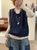 Nuevo Chaleco de Punto Abierto con Botones, Cuello Redondo Vintage, Hilo de Algodón Hueco, Holgado, Casual para Mujer, Otoño 2026