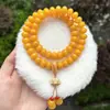 [Lo más vendido en Tik Tok] Pulsera de Rosario de Raíz de Bodhi Amarilla con Doble Círculo, Portátil para Hombres y Mujeres, Venta al por Mayor