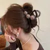 Pinza para el Cabello de Moda Estilo Coreano para Mujer, Pasador de Perlas de Alta Gama, Pinza de Tiburón de Tamaño Mediano para la Parte Posterior de la Cabeza, Adecuada para Cabello Fino, Accesorio para el Cabello