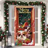 Nova capa de porta verde monstro Grinch transfronteiriça tecido de fundo decoração de atmosfera cortina de porta de Natal pano para pendurar bandeira de capa de porta