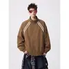 Diseño de nicho, nueva colección de otoño: chaqueta elegante y atractiva para hombre con cuello mao, prenda exterior a rayas estilo americano, top moderno y versátil