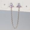 Pendientes de doble botón con borlas y cadena de flores de circonita incrustadas con diamantes de lujo, ligeros, europeos y americanos, joyería de perforación transfronteriza al por mayor