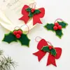Decoraciones Navideñas Transfronterizas, Hojas de Frutas Rojas, Colgantes de Moños, Adornos para Árbol de Navidad, Decoración para Escena de Hogar, Tienda, Fiesta