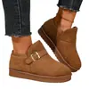 Botas de Nieve Bajas para Mujer con Hebilla Metálica, Forradas de Peluche, Zapatos de Algodón Cálidos, Terciopelo, Suela Gruesa, Botines, Zapatos de Invierno para Mujer al por Mayor