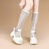 Botas Altas de Verano, Botas Martin, Botas Altas de Suela Gruesa para Mujer, Botas de Caballero, Nuevas Botas de Malla Hueca de Corte Alto Estilo Coreano, Botas de Verano 2026
