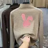 Camiseta de cuello semi-alto a rayas de terciopelo alemán, engrosada, para niñas, otoño e invierno, ropa para niños, prenda interior para niñas de mediana edad y mayores